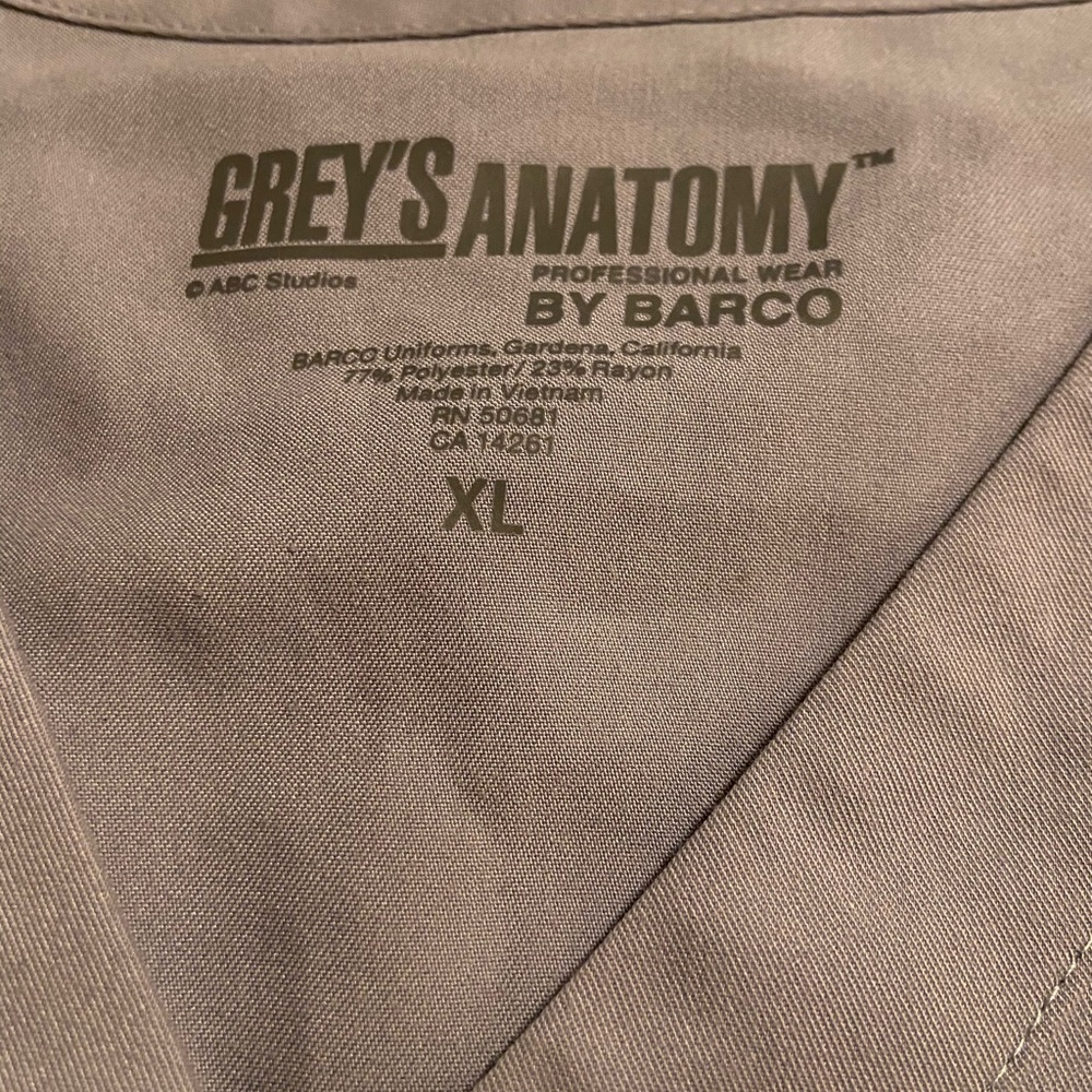 Gray Greys Anatomy scrub top. Never warn.